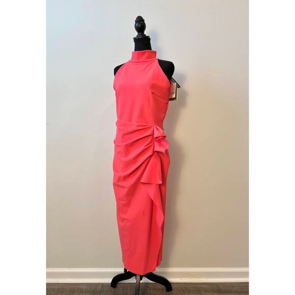 chiara boni la petite robe halter ruffle midi dress Chiara Boni La Petite Robe Gudrum Halter Ruffle Gown